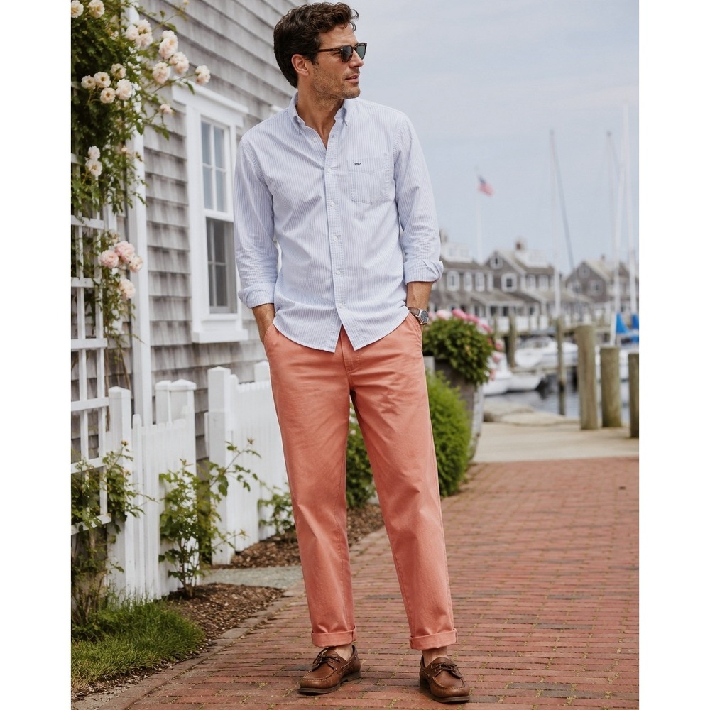 Murray's Toggery Shop Nantucket Reds Pants Mens 32x28 Red Cuff Chinos Preppy 32